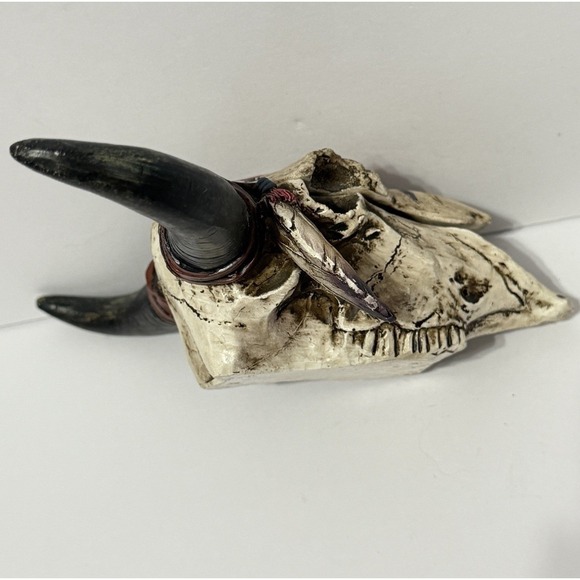 Cow Steer Bull Skull Stash Box Trinket Box Western Indian Decor Figurine * - Picture 3 of 9